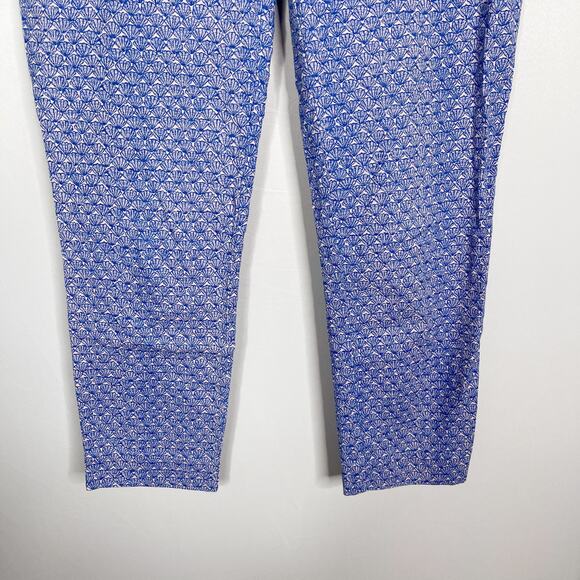 Anthropologie Cartonnier 4 Blue Charlie Trouser Ankle Pants Shell Print Jacquard - Picture 4 of 12